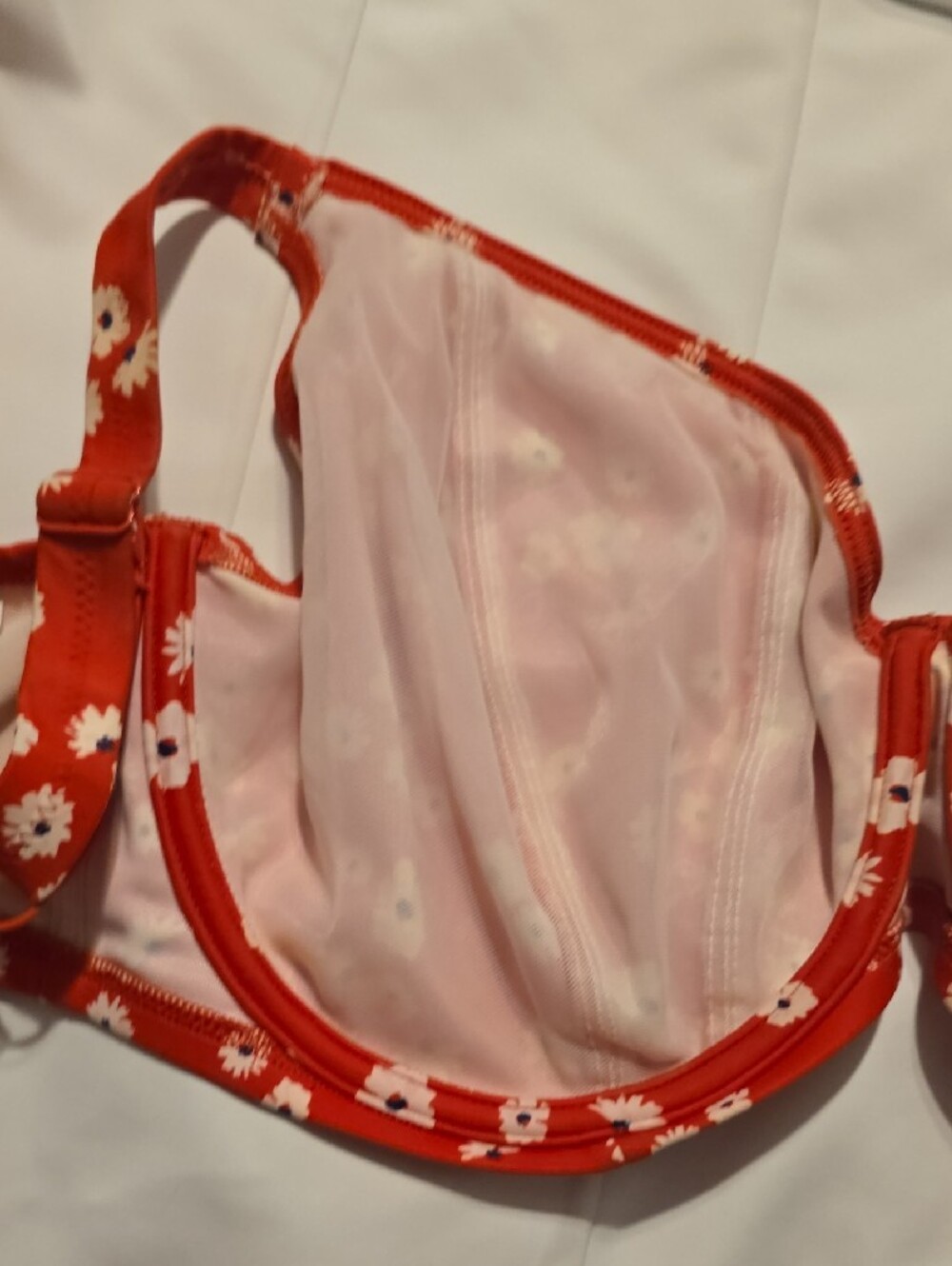 Elomi Red Floral Underwire Sweetheart Bikini Top US 36i - Picture 6 of 7